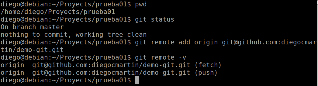 32 Git remote para ver el estado de enlazado de la conexión