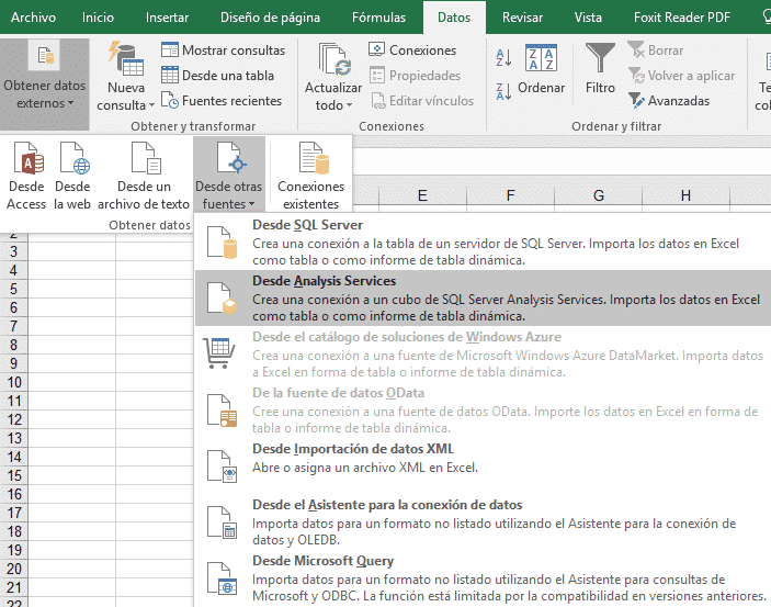 Conectar fuentes de datos en Excel
