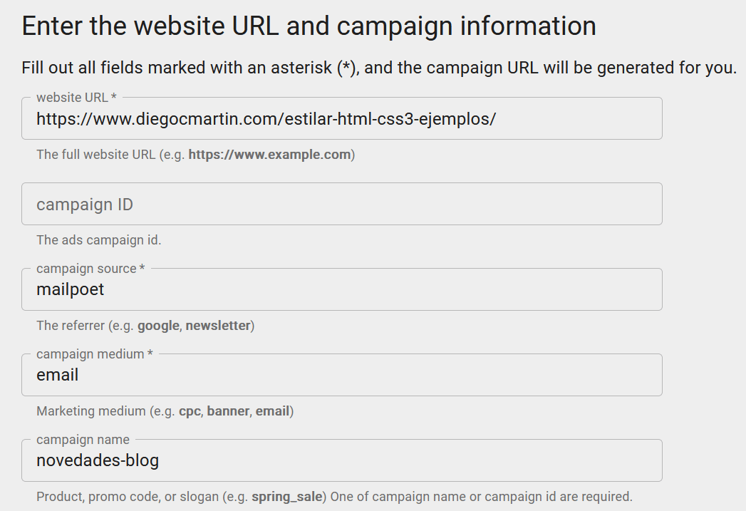 Campaign URL Builder de Google